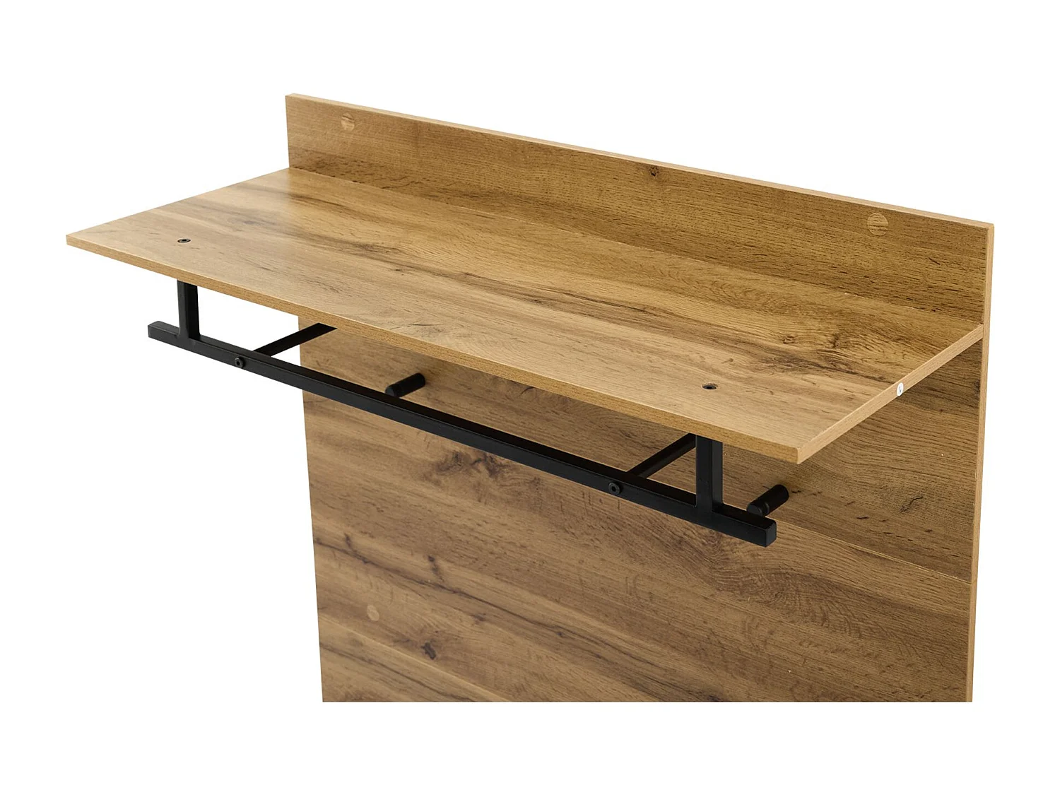 Portemanteau d'entrée avec banc à chaussures et tringle à vêtements, étagères réglables - naturel