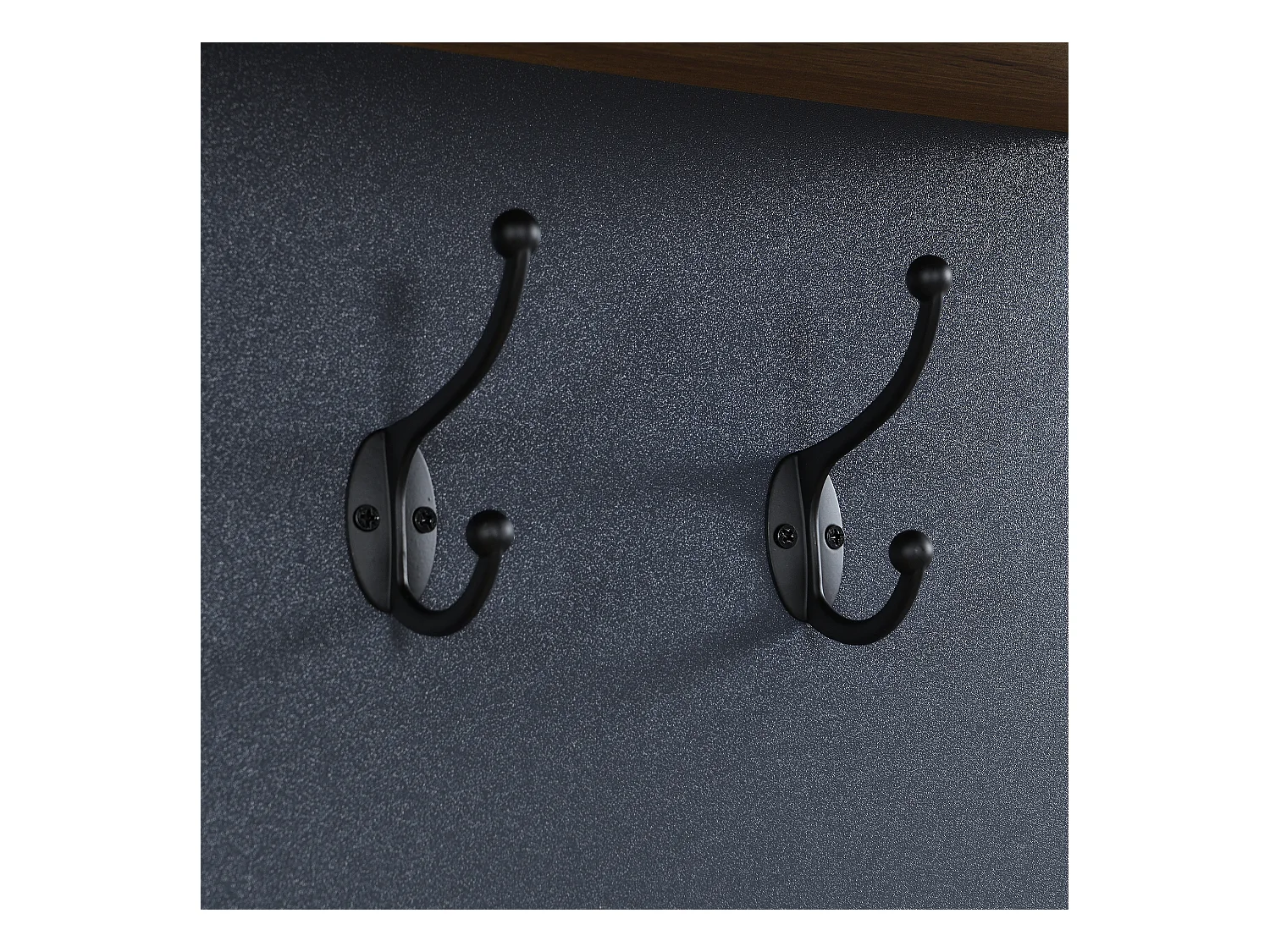 Porte-manteau naturel avec 2 portes, séparateurs de rangement et crochets - pieds en métal noir