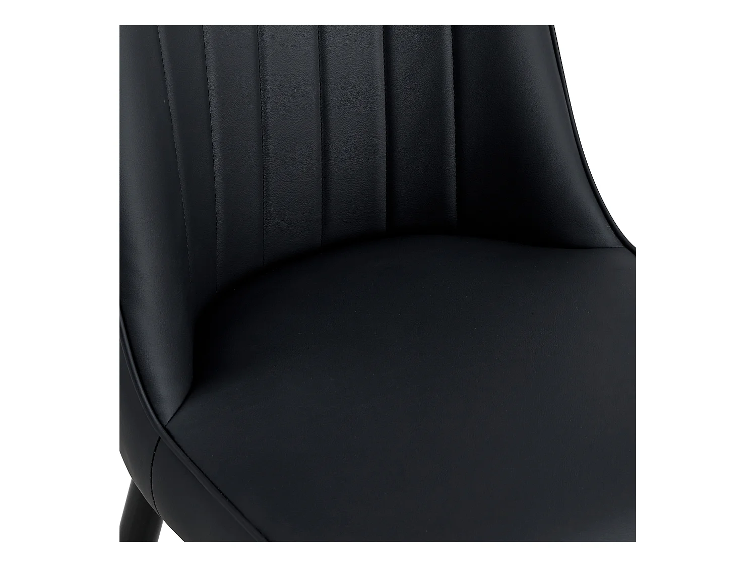 Lot de 2 chaises de salle à manger en PU avec dossier rembourré et pieds en métal - Noir