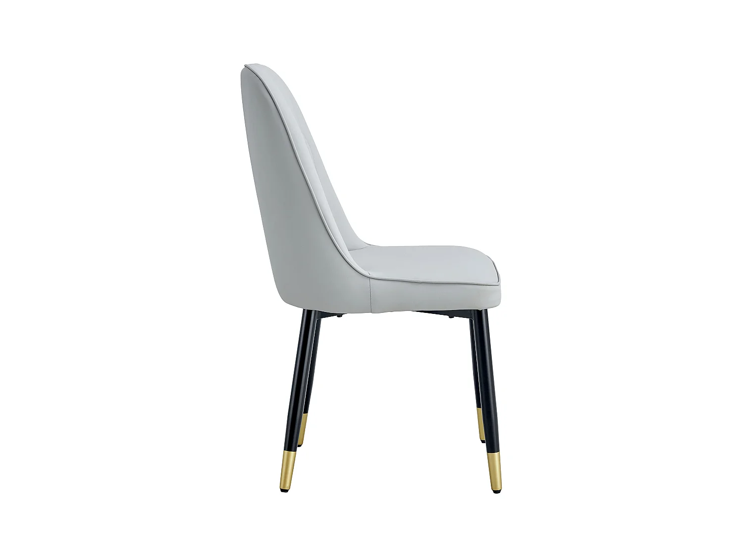 Lot de 2 chaises de salle à manger en PU avec dossier rembourré et pieds en métal - gris clair