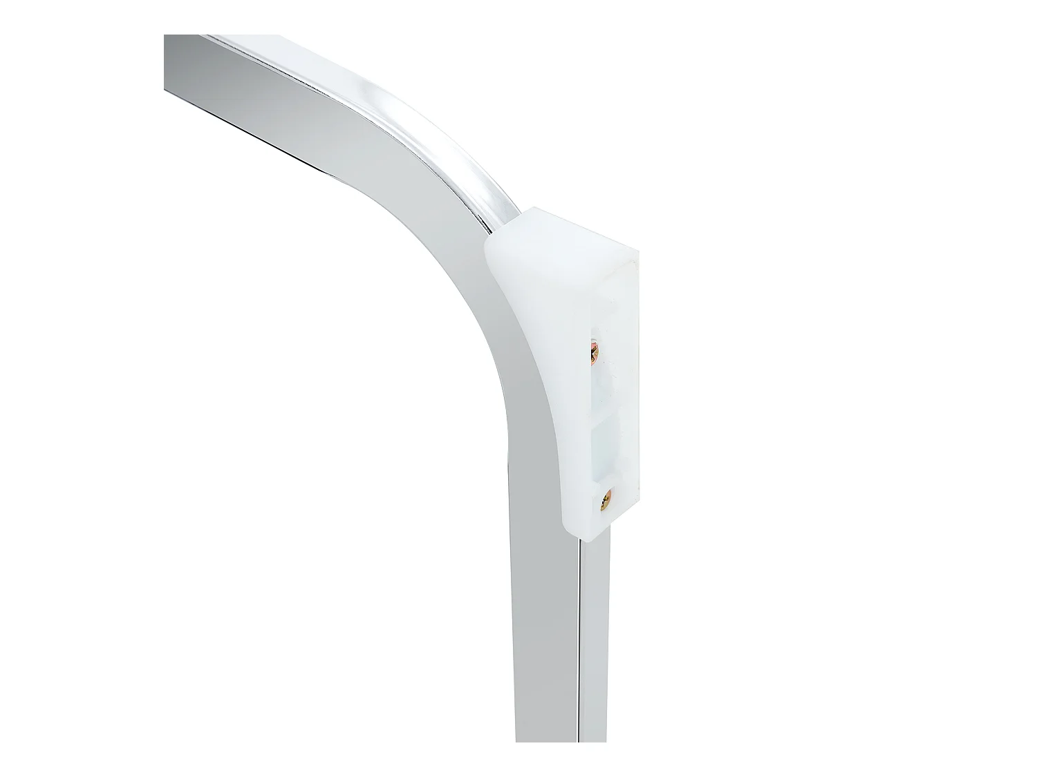 Lot de 2 chaises en PU blanch avec dossier et pieds en métal argenté - pour salon et salle à manger