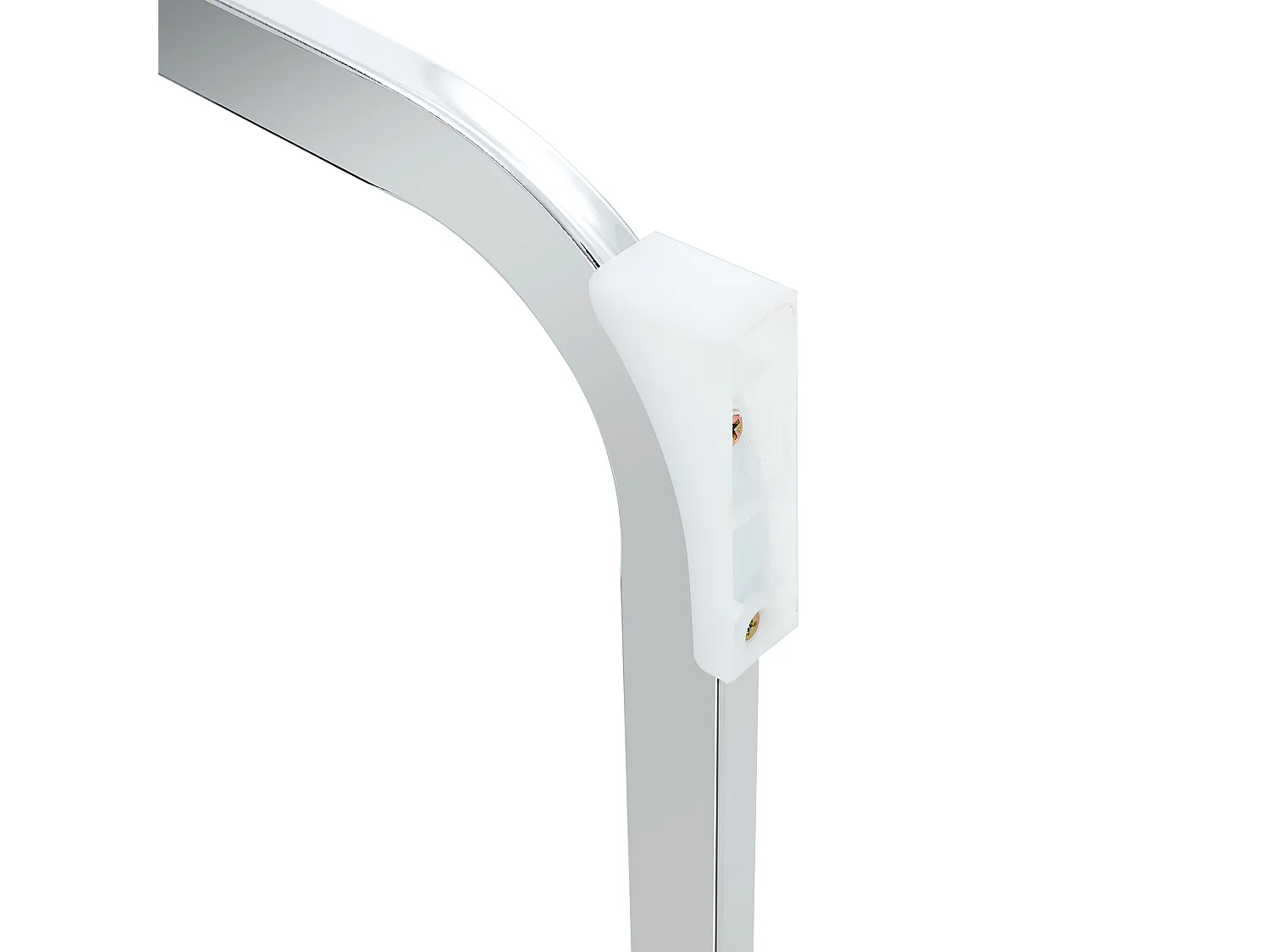 Lot de 2 chaises en PU blanch avec dossier et pieds en métal argenté - pour salon et salle à manger