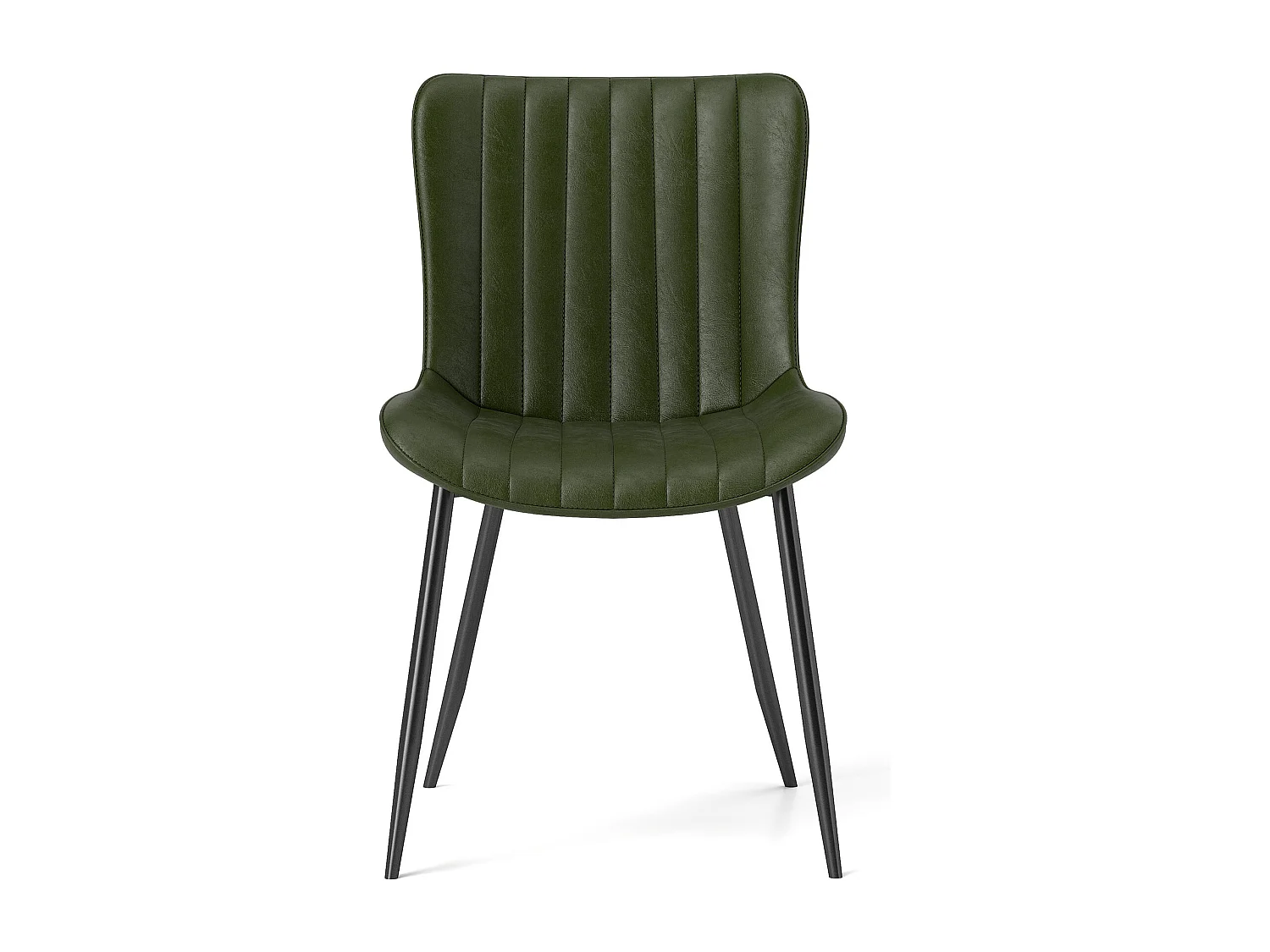 Lot de 4 chaises de salle à manger en PU vert avec pieds en métal noir - style moderne