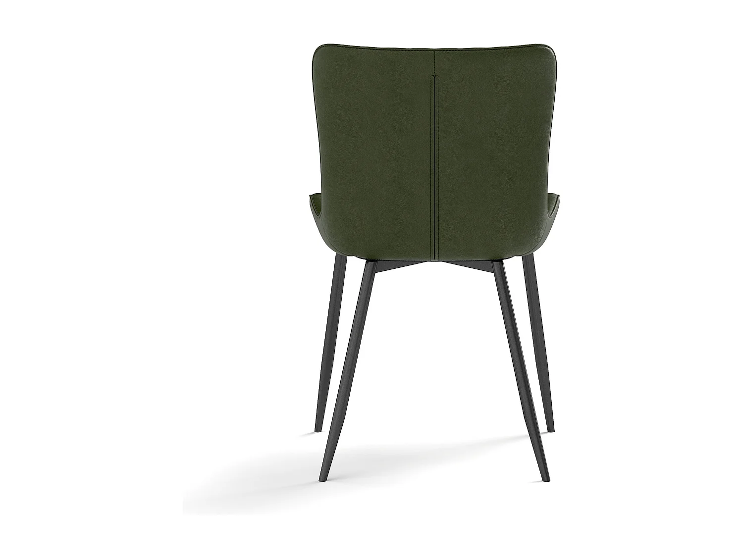 Lot de 4 chaises de salle à manger en PU vert avec pieds en métal noir - style moderne