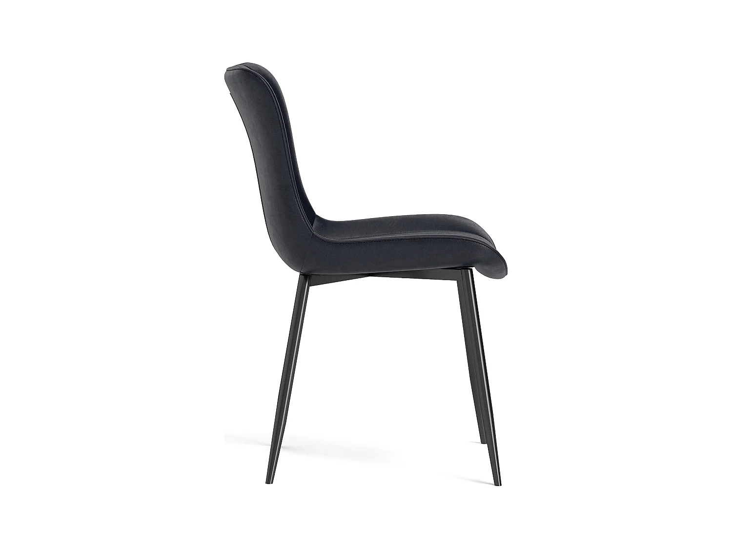 Lot de 4 chaises de salle à manger en PU noir avec pieds en métal - style moderne