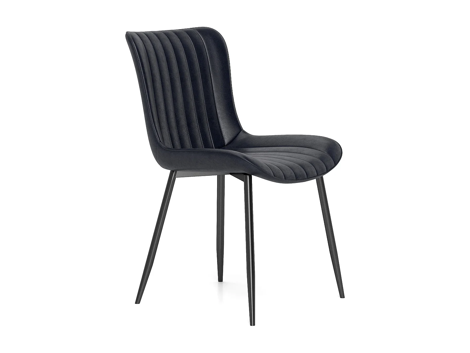 Lot de 4 chaises de salle à manger en PU noir avec pieds en métal - style moderne