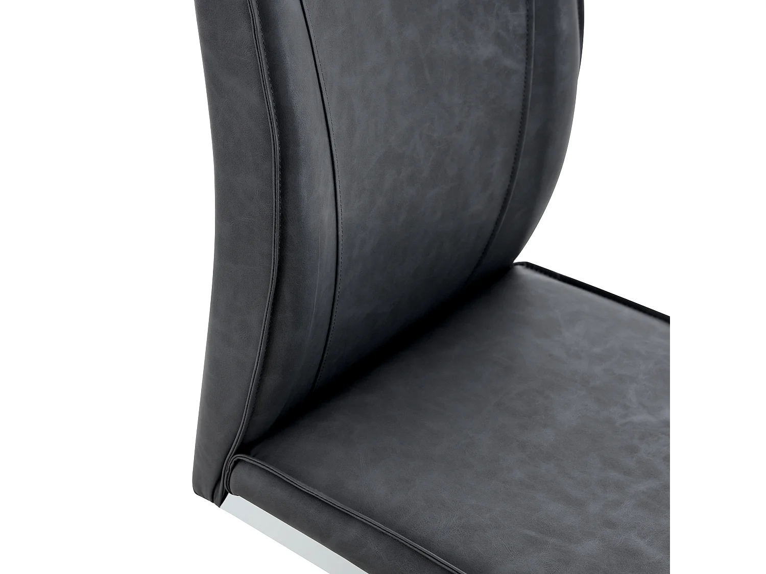 Set van 2 stoelen in grijs PU met rugleuning en zilverkleurige metalen poten - voor woonkamer en eetkamer