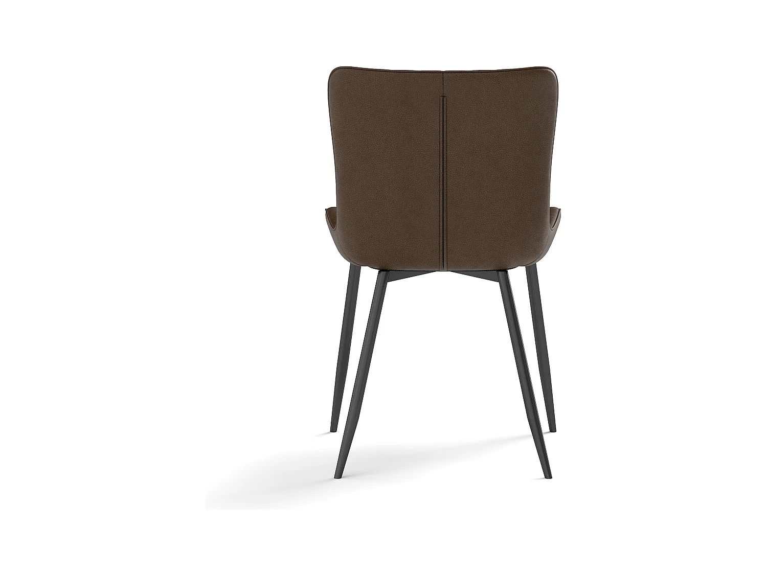 Lot de 2 chaises de salle à manger en PU marron avec pieds en métal noir - style moderne