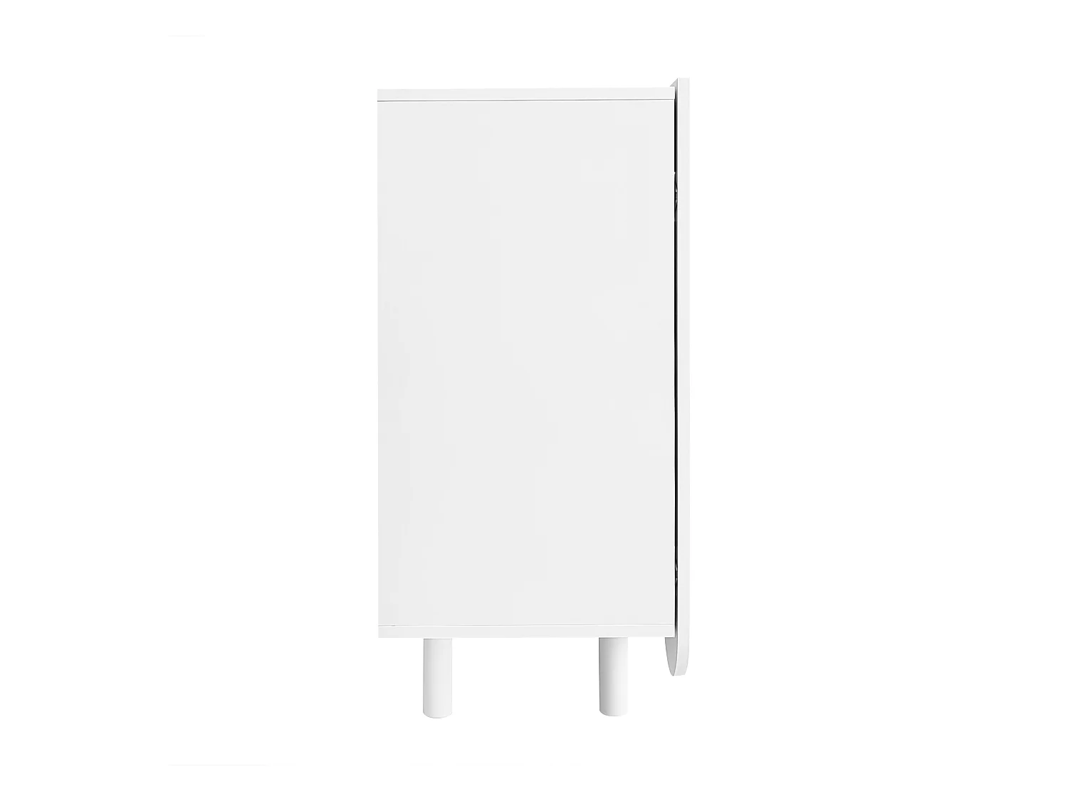 Buffet blanc avec 4 portes texturées et pieds cylindriques - pour salon et salles à manger