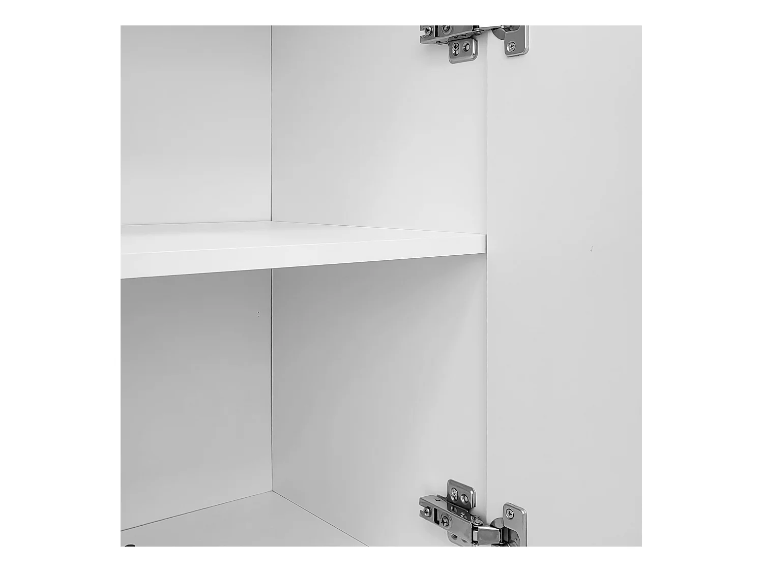 Buffet blanc avec 4 portes texturées et pieds cylindriques - pour salon et salles à manger