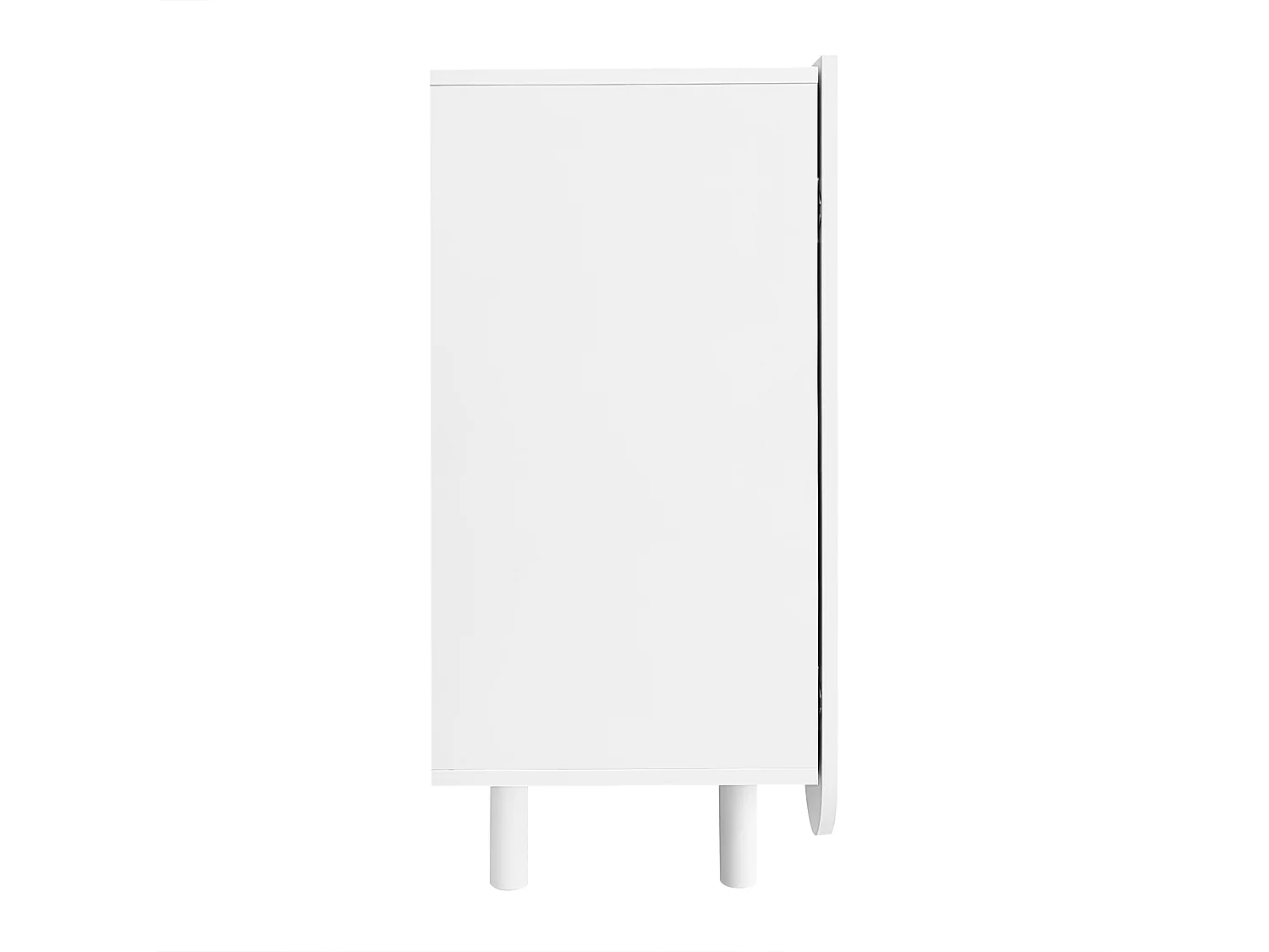 Buffet blanc avec 4 portes texturées et pieds cylindriques - pour salon et salles à manger