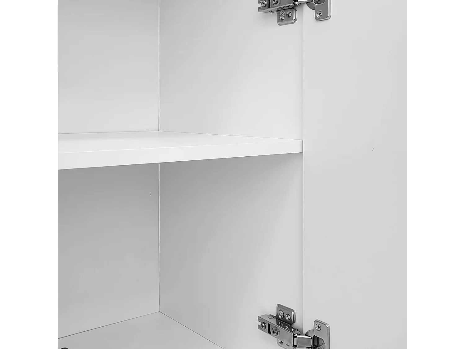 Buffet blanc avec 4 portes texturées et pieds cylindriques - pour salon et salles à manger