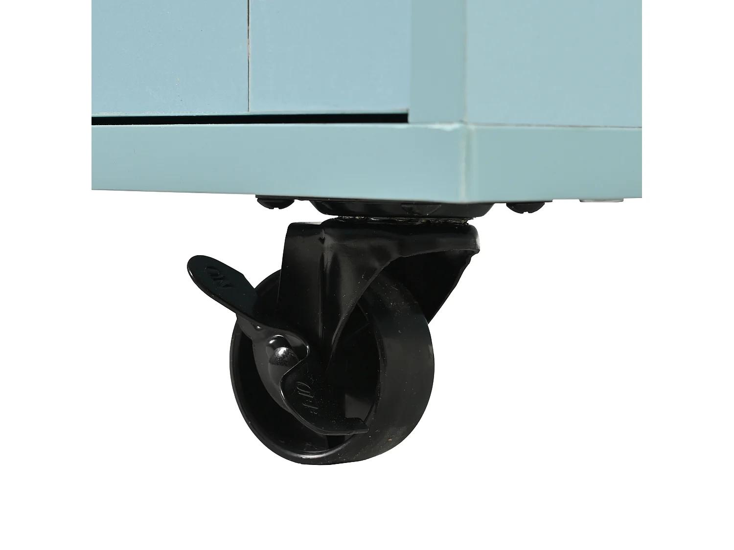 Desserte bleue avec plateau en bois, 3 tiroirs et 2 portes - pour salle à manger et cuisine