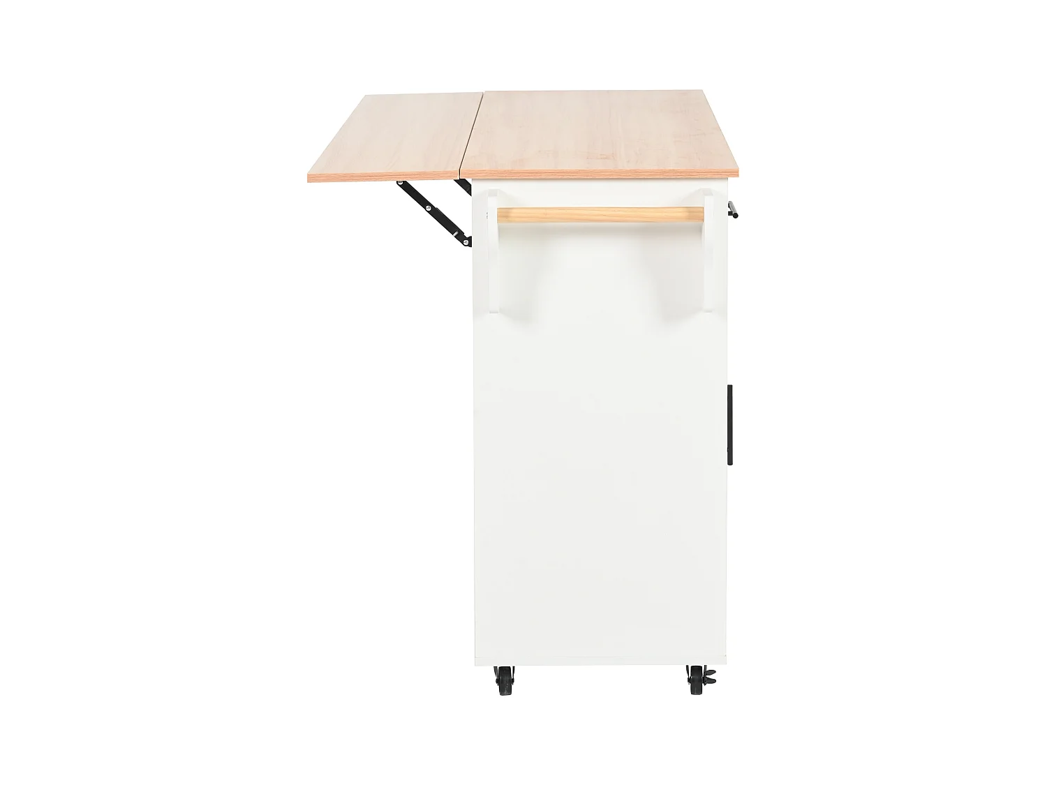 Desserte blanche avec plateau en bois, 3 tiroirs et 2 portes - pour salle à manger et cuisine