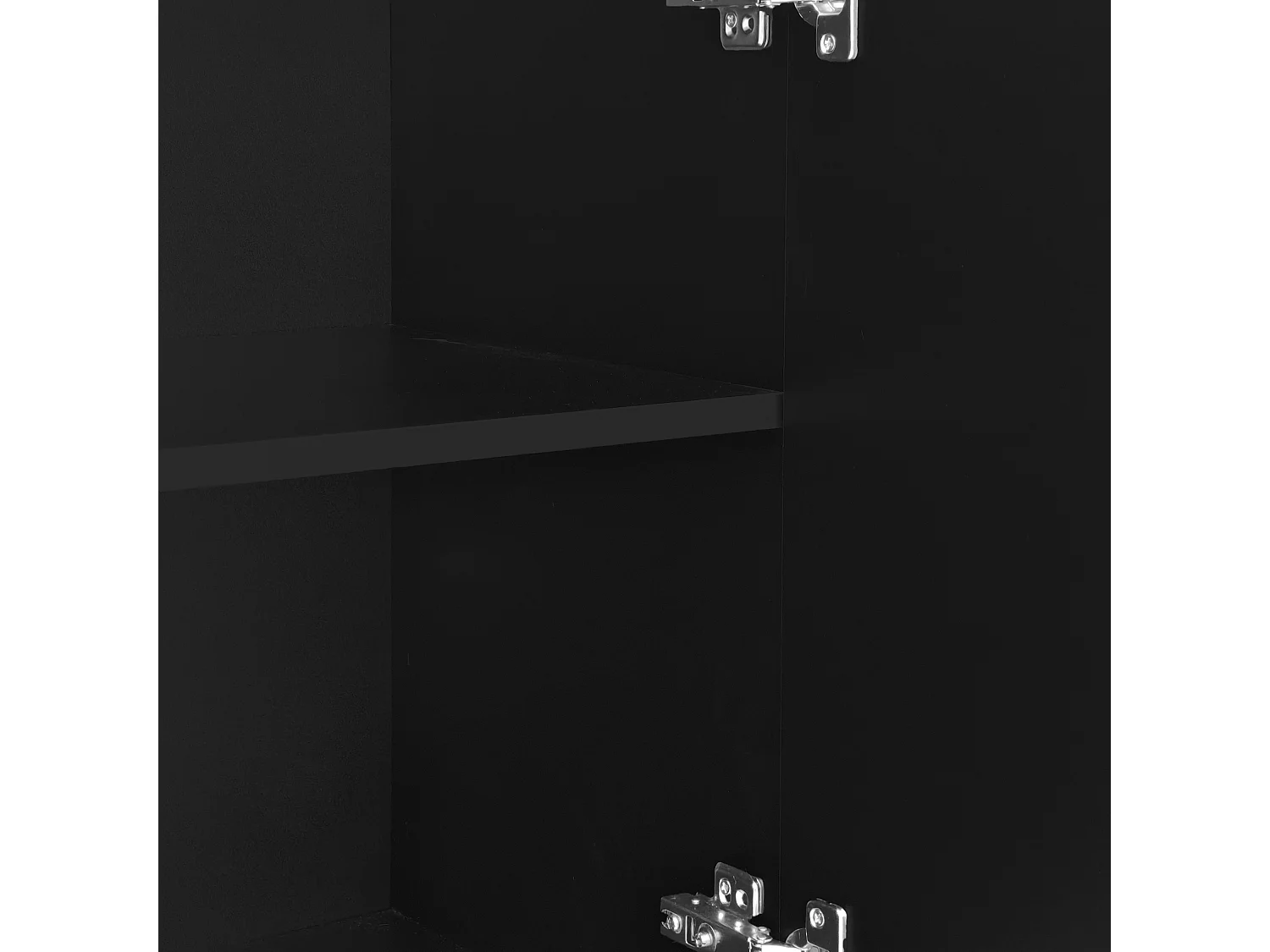 Buffet noir avec 4 portes texturées et pieds cylindriques - pour salon et salle à manger