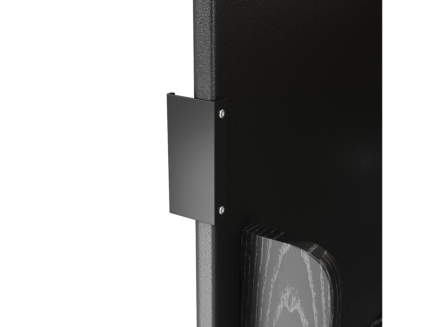 Îlot central mobile avec plateau en bois, 3 portes texturées et étagère à épices - noir