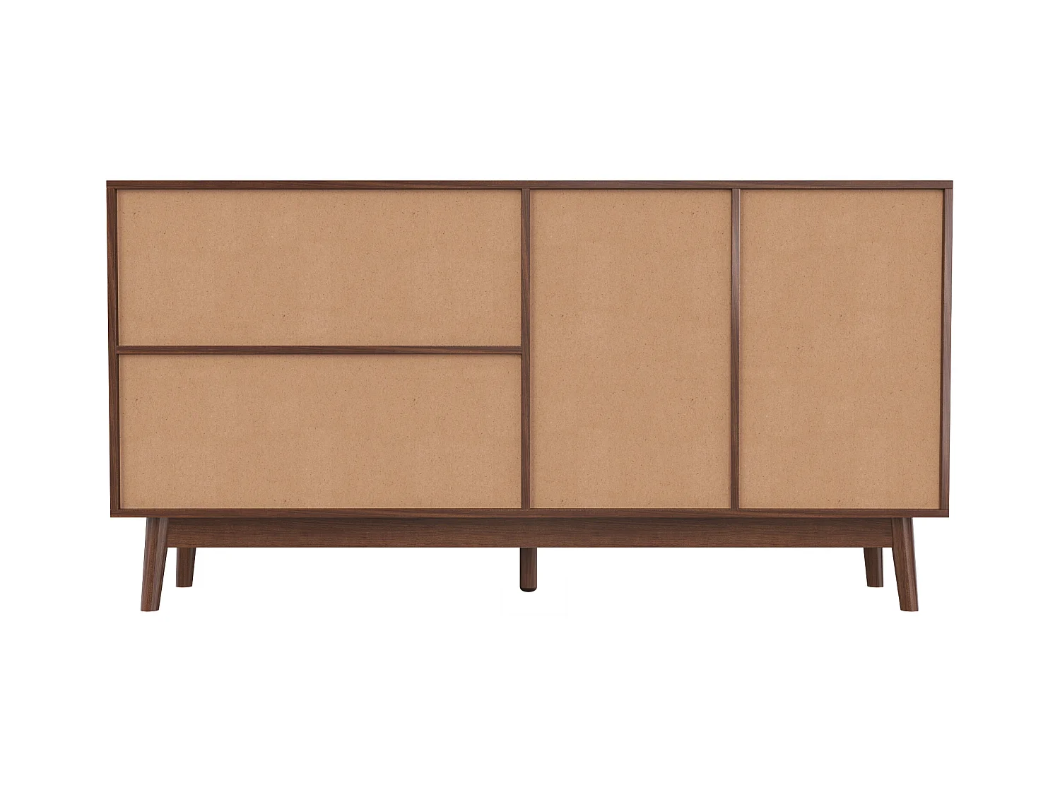 Buffet naturel foncé avec 3 portes en rotin et 2 tiroirs de rangement - pour salon