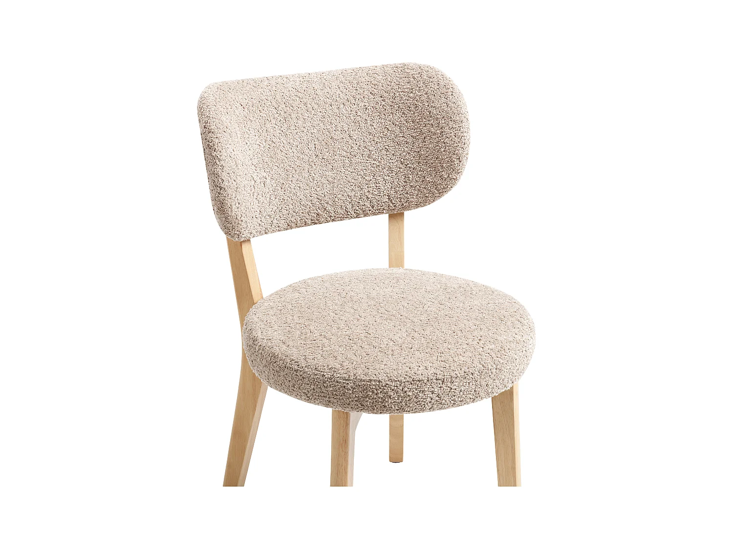 Sæt med 6 stole i bouclestof og gummitræ - Taupe - TORIEL