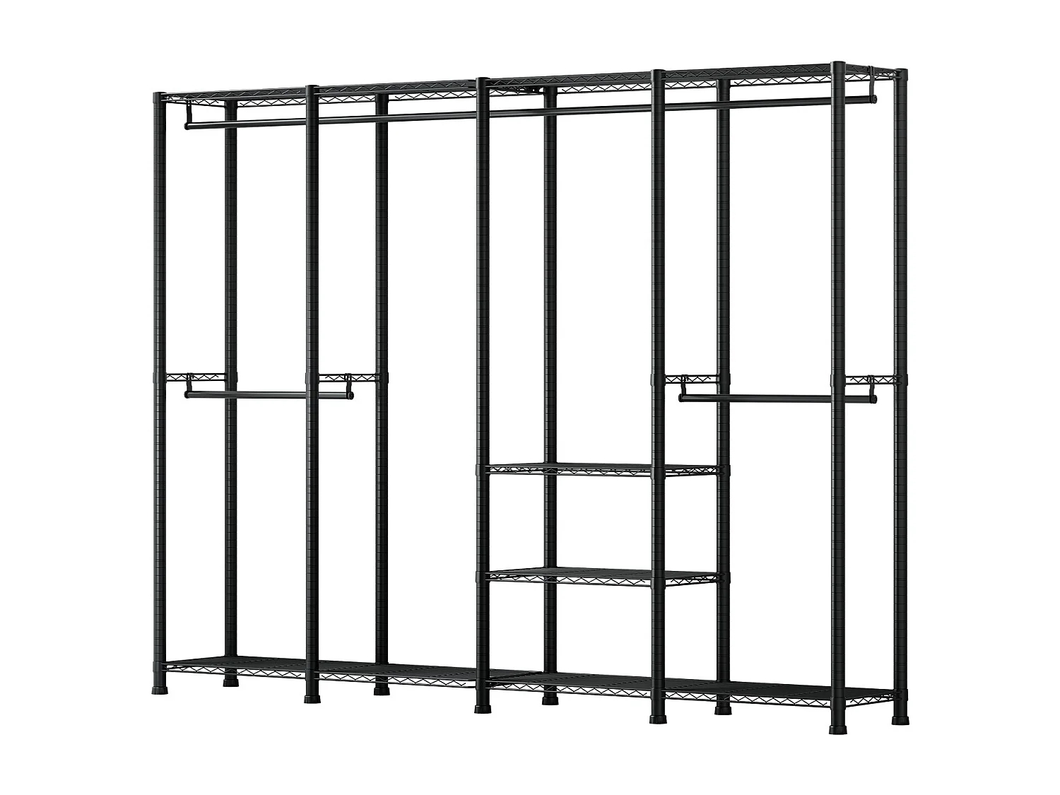 Portant à Vêtements SucceBuy avec Étagères Réglables, Portemanteau avec Cadre en Acier, Penderie à Vêtements Capacité de Charge 499 kg, avec 4 Tringles