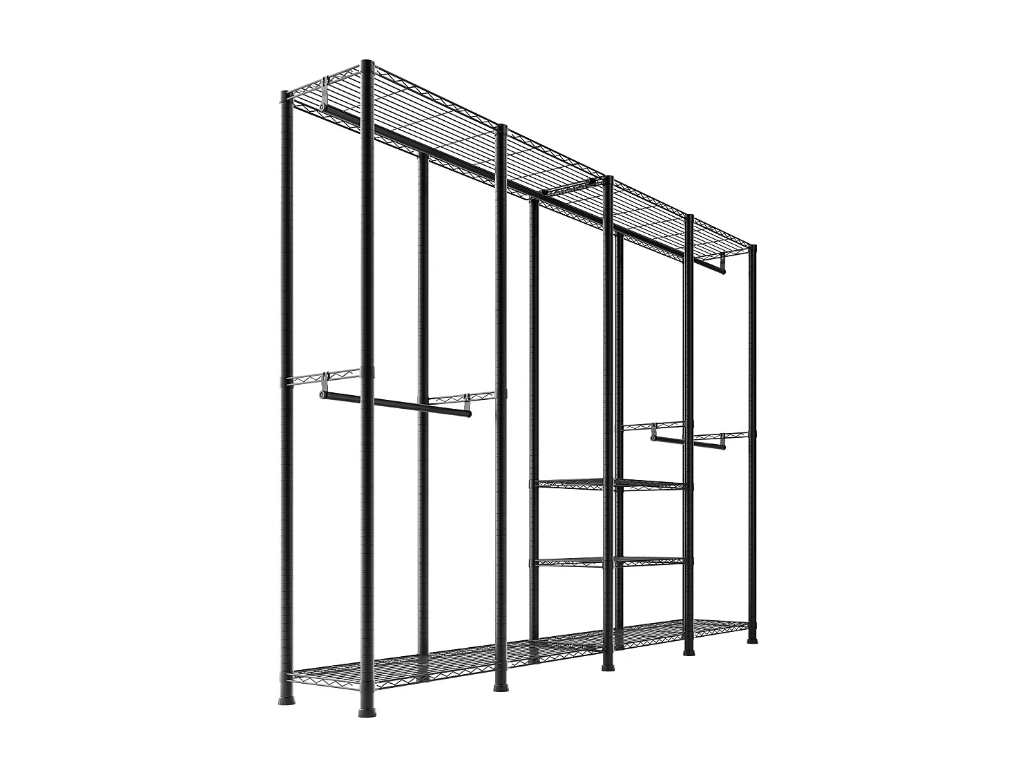 Portant à Vêtements SucceBuy avec Étagères Réglables, Portemanteau avec Cadre en Acier, Penderie à Vêtements Capacité de Charge 499 kg, avec 4 Tringles