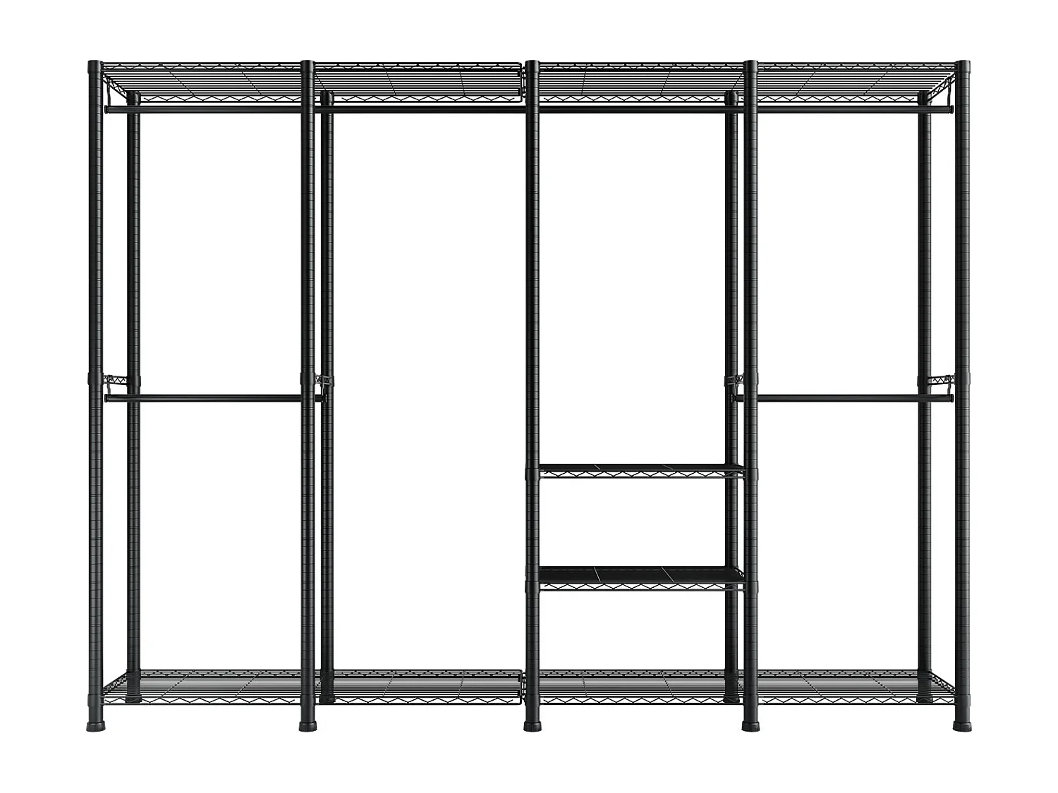 Portant à Vêtements SucceBuy avec Étagères Réglables, Portemanteau avec Cadre en Acier, Penderie à Vêtements Capacité de Charge 499 kg, avec 4 Tringles