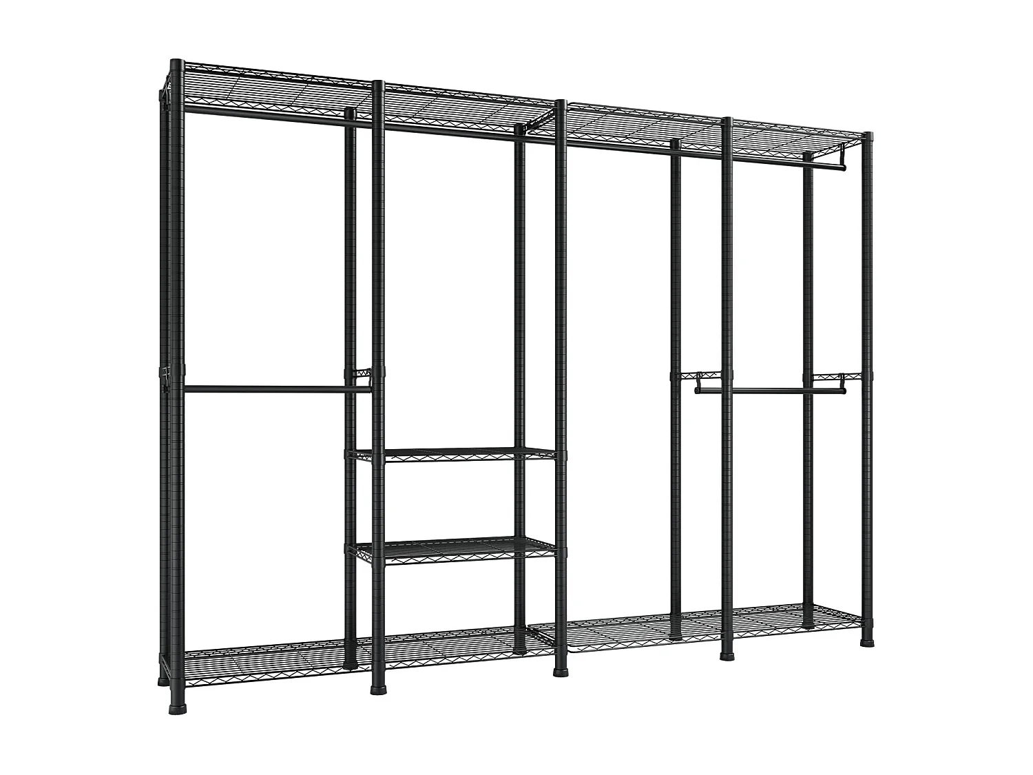 Portant à Vêtements SucceBuy avec Étagères Réglables, Portemanteau avec Cadre en Acier, Penderie à Vêtements Capacité de Charge 499 kg, avec 4 Tringles