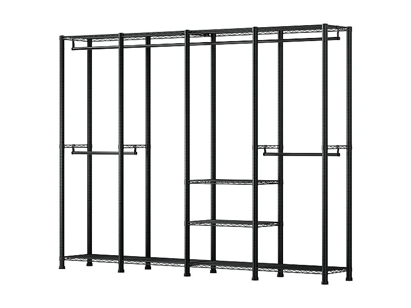 Portant à Vêtements SucceBuy avec Étagères Réglables, Portemanteau avec Cadre en Acier, Penderie à Vêtements Capacité de Charge 499 kg, avec 4 Tringles