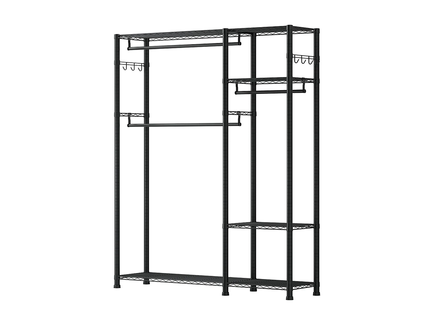 Portant à Vêtements SucceBuy avec 6 Étagères Réglables, Portemanteau avec Cadre en Acier, Penderie à Vêtements Capacité de Charge 363 kg, avec 3 Tringles