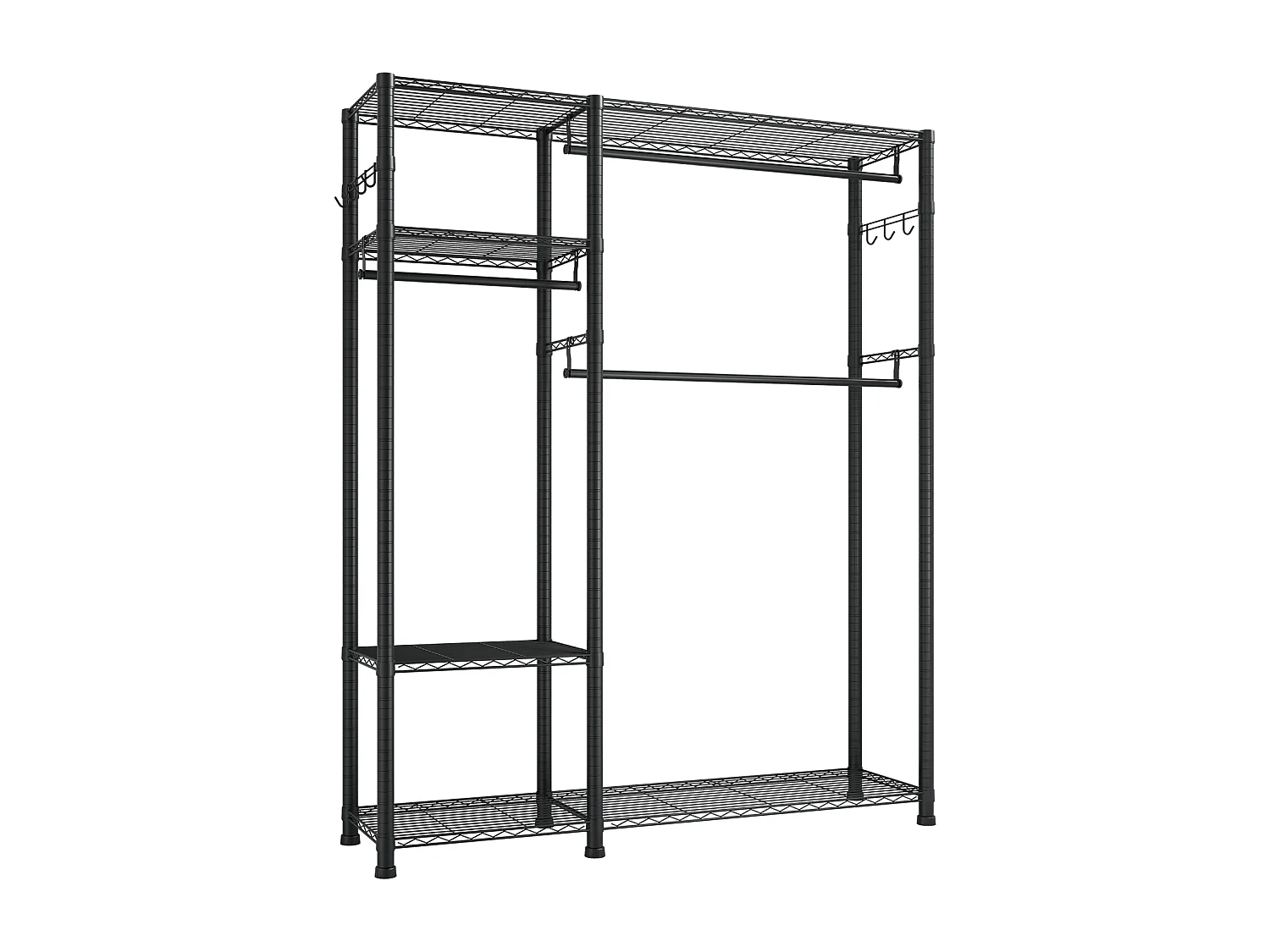 Portant à Vêtements SucceBuy avec 6 Étagères Réglables, Portemanteau avec Cadre en Acier, Penderie à Vêtements Capacité de Charge 363 kg, avec 3 Tringles