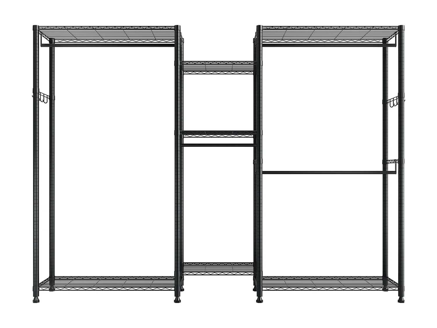 Wieszak na Ubrania SucceBuy z 7 Regulowanymi Półkami, Wieszak ze Stalową Ramą, Szafa na Ubrania Nośność 385,5 kg, z 4 Drążkami
