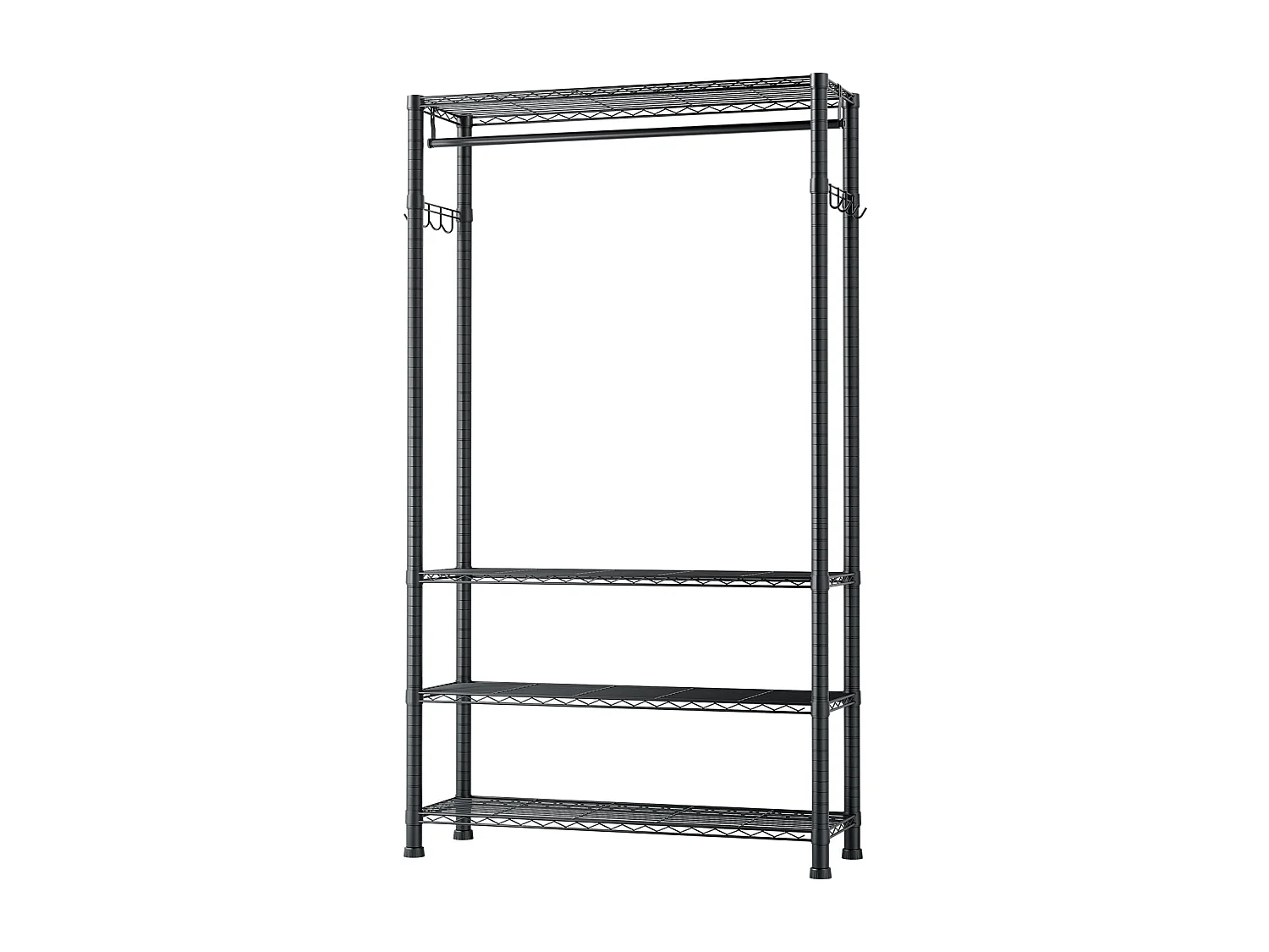 Kledingrek SucceBuy met 4 Verstelbare Planken, Kapstok van Koolstofstaal, Garderobe Draagvermogen 227 kg, met 1 Rail, Robuust en Duurzaam