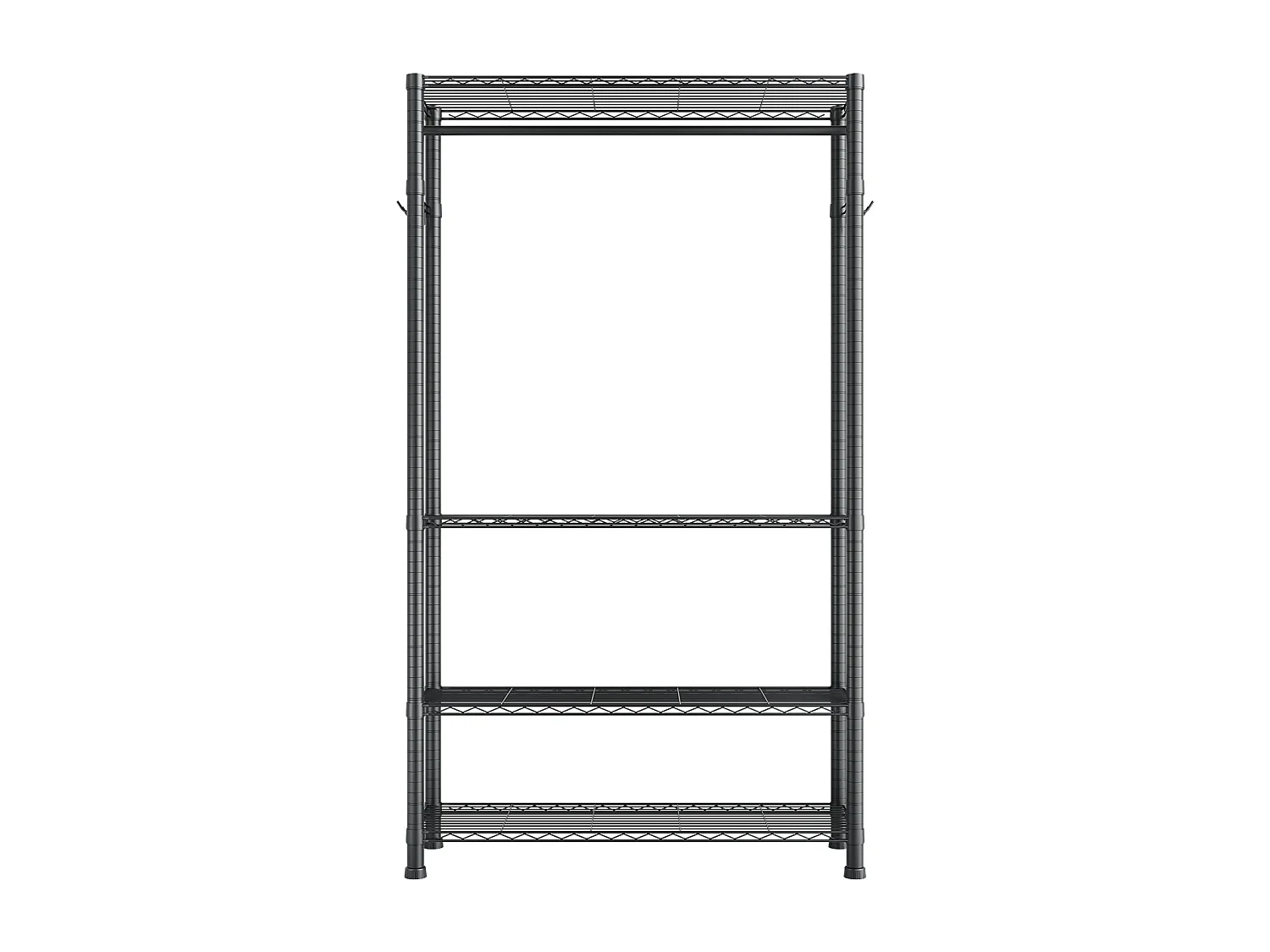 Kledingrek SucceBuy met 4 Verstelbare Planken, Kapstok van Koolstofstaal, Garderobe Draagvermogen 227 kg, met 1 Rail, Robuust en Duurzaam