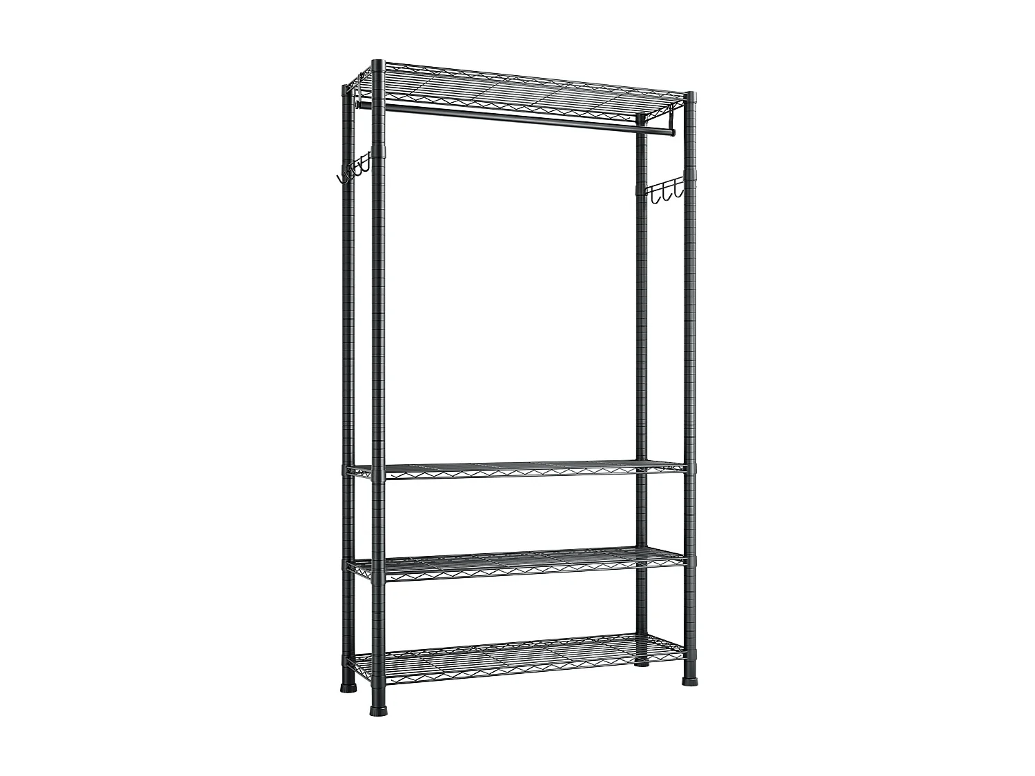 Kledingrek SucceBuy met 4 Verstelbare Planken, Kapstok van Koolstofstaal, Garderobe Draagvermogen 227 kg, met 1 Rail, Robuust en Duurzaam