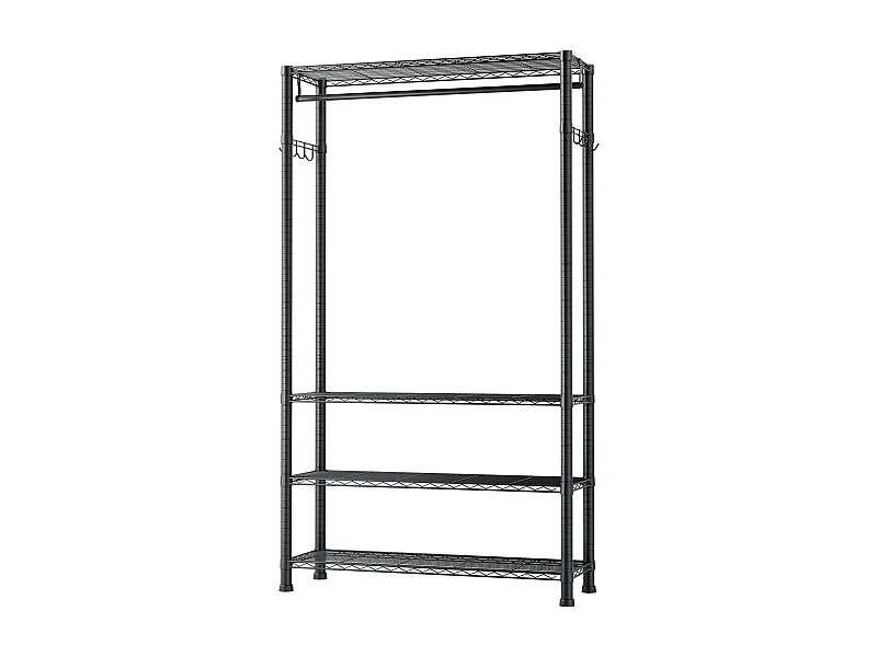 Kledingrek SucceBuy met 4 Verstelbare Planken, Kapstok van Koolstofstaal, Garderobe Draagvermogen 227 kg, met 1 Rail, Robuust en Duurzaam