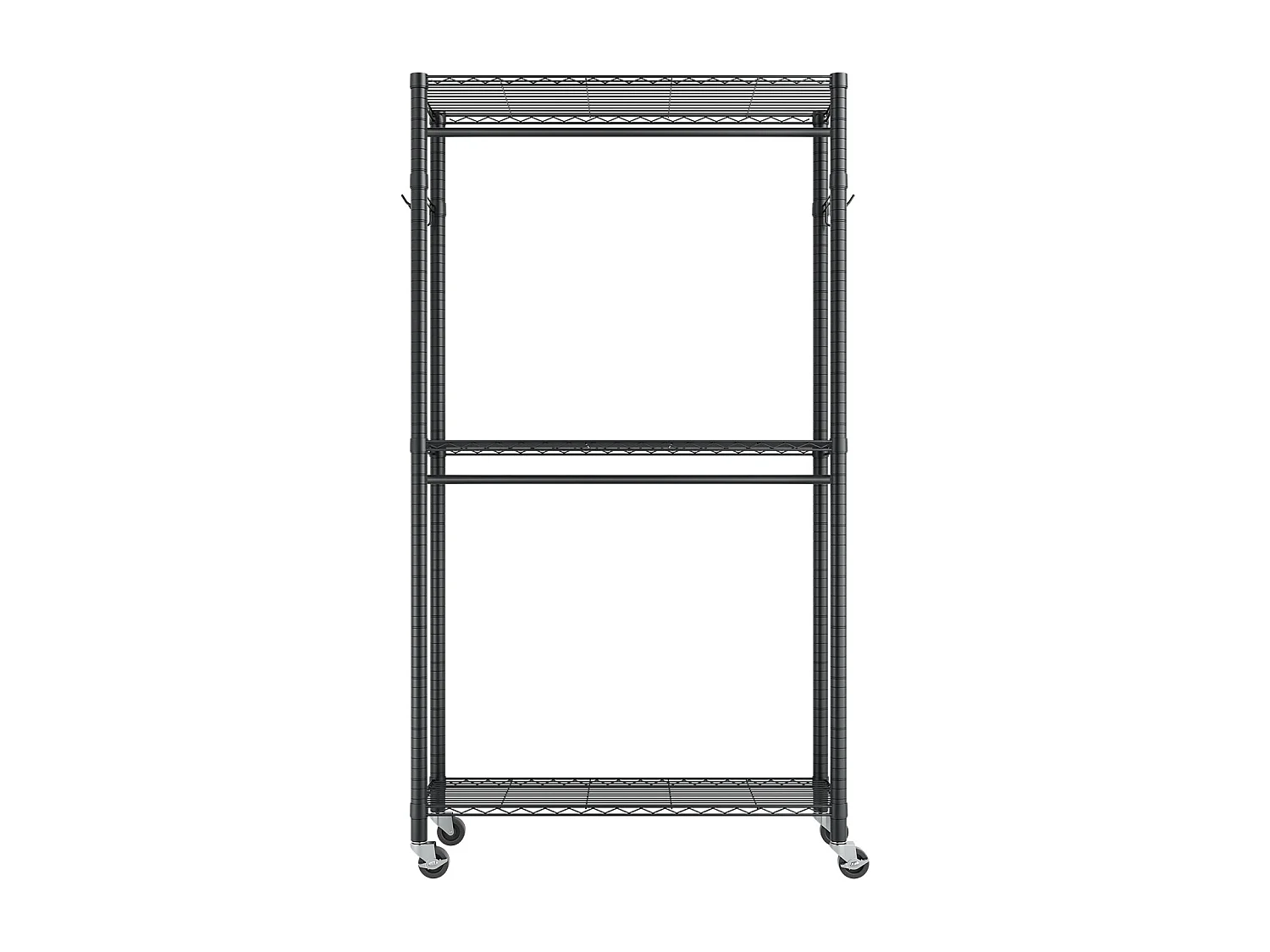 Portant à Vêtements Mobile SucceBuy , Portemanteau sur Roulettes à 3 Étagères Réglables, Penderie à Vêtements en Acier au Carbone, Capacité de Charge 204 kg