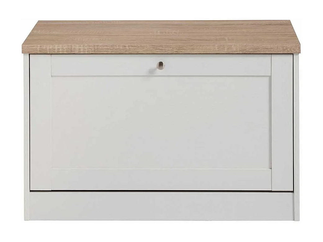 Garderobenbank in Weiß und Sonoma Eiche Schuhklappe