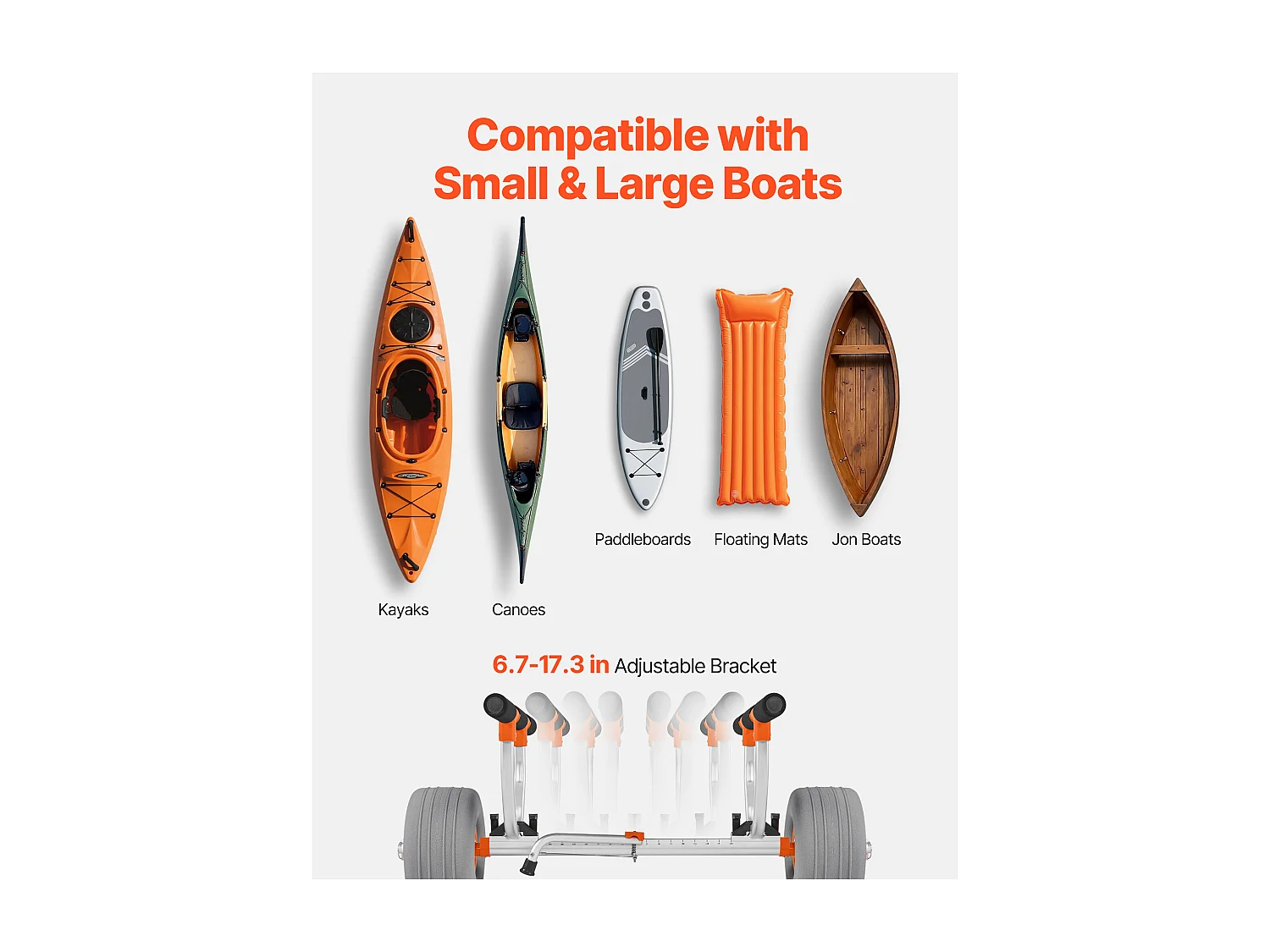 Chariot de Kayak SucceBuy, Capacité de Charge 158 kg, Chariot de Transport Paddle Pliable Compact, avec Pneus Gonflables en Polyuréthane 30,5 cm