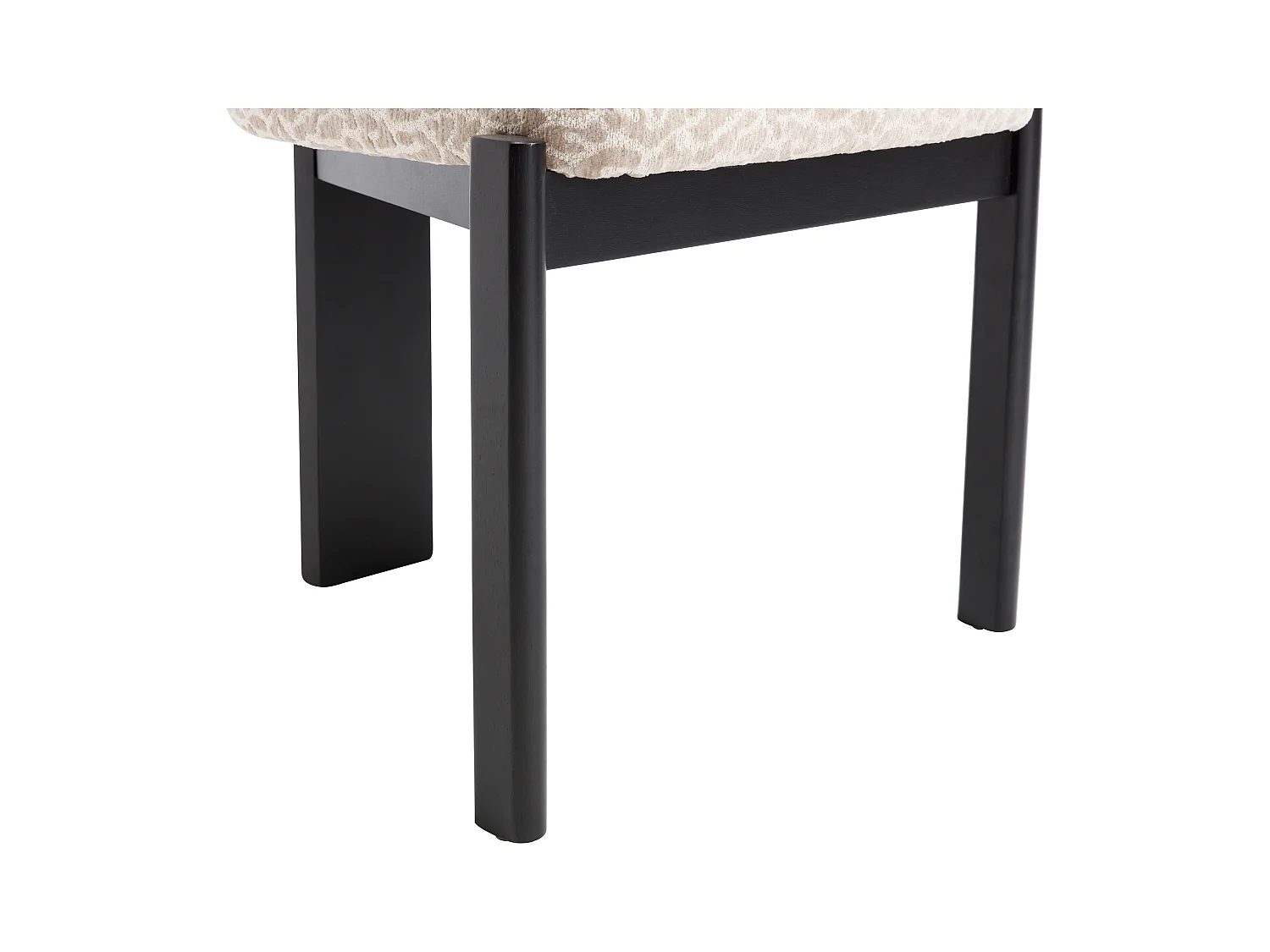 Juego de 6 sillas de tela texturizada bicolor y madera de hevea negra - Crema y beige - WILANA