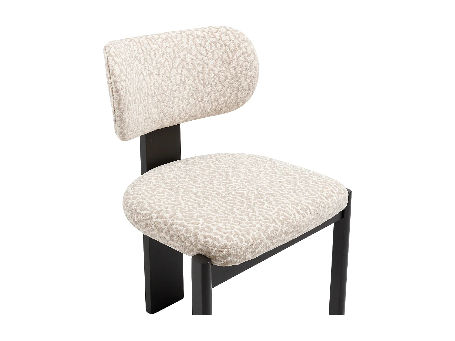 Sett med 6 stoler i tofarget teksturert stoff og svart gummitrestol - Kremfarget og beige - WILANA