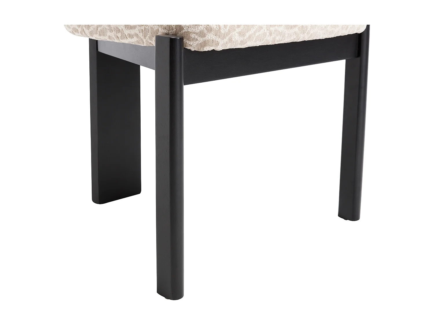 Sett med 6 stoler i tofarget teksturert stoff og svart gummitrestol - Kremfarget og beige - WILANA