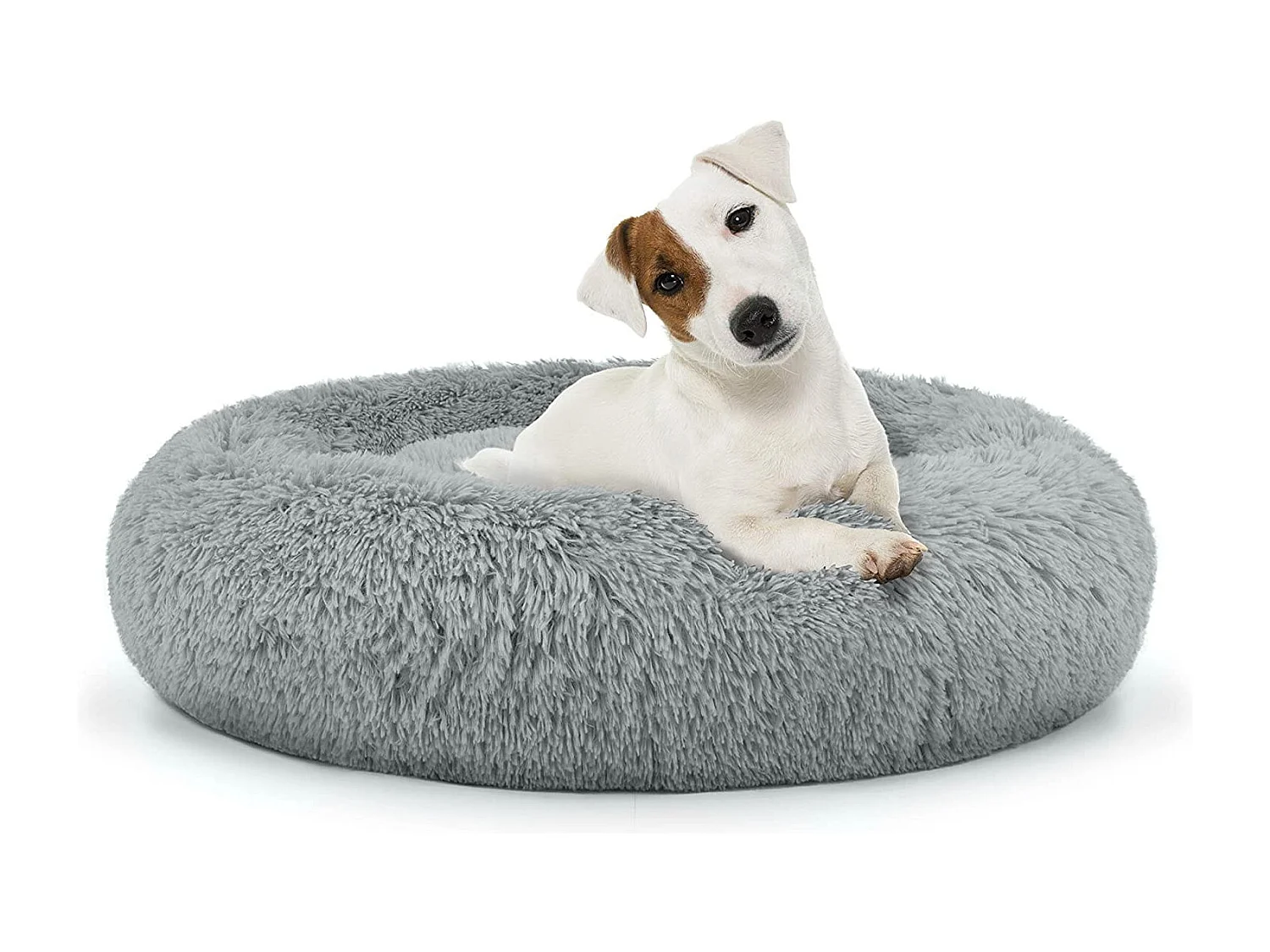 Cama Valora pelúcia cinza claro M 60 cm cães e gatos médio porte