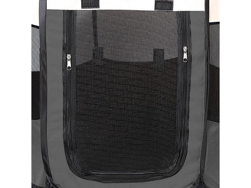 Valora Faltbarer Laufstall für Hunde und Katzen, Grau, mit Netzwänden