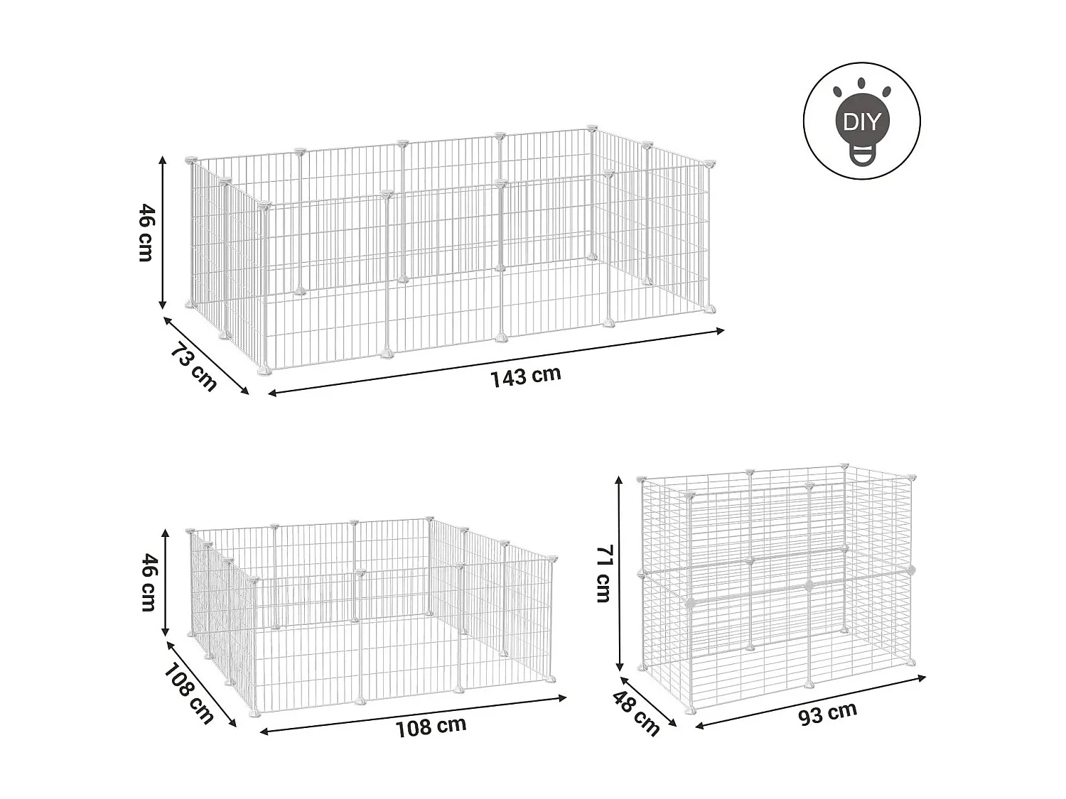 Valora Faltbarer Laufstall für Kleintiere - Tiergehege - Weiß