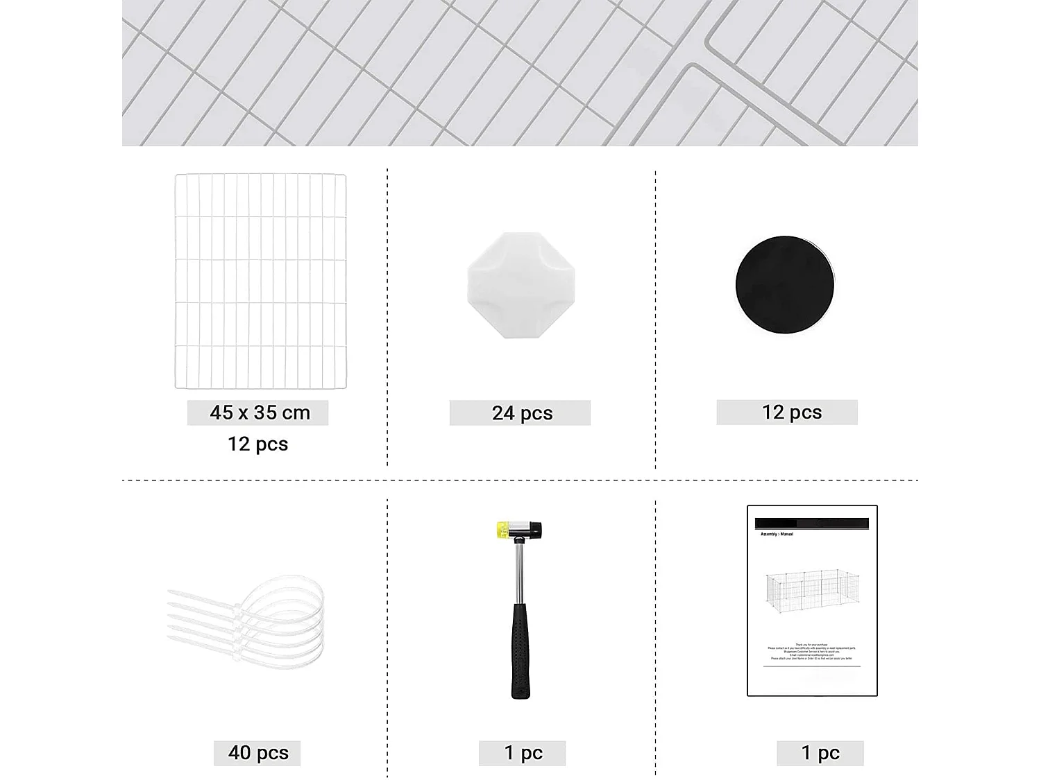 Valora Faltbarer Laufstall für Kleintiere - Tiergehege - Weiß