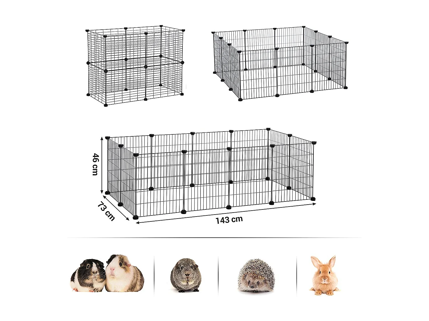 Parc pliable Valora pour animaux de compagnie, noir – Enclos pour petits animaux