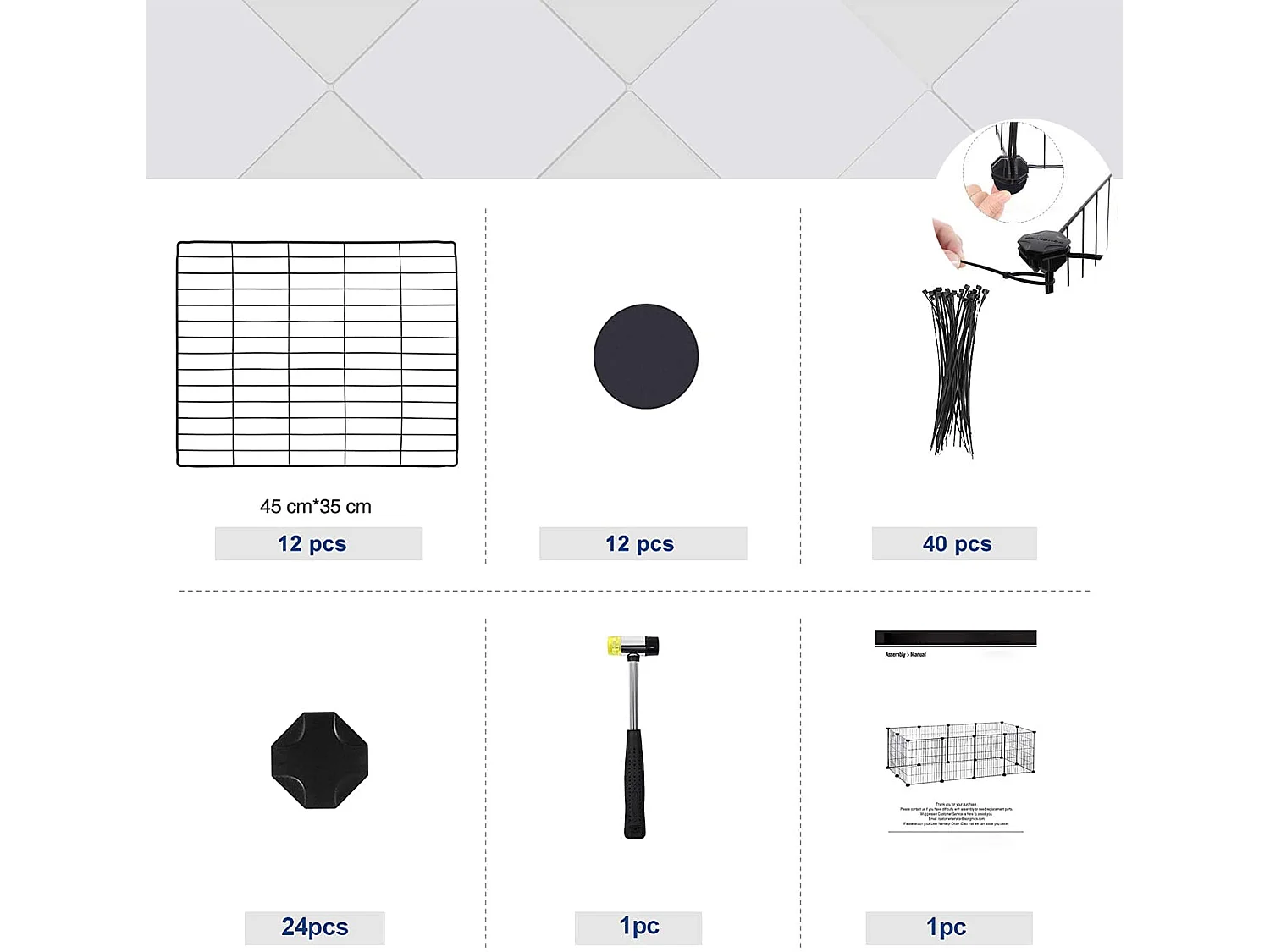 Parc pliable Valora pour animaux de compagnie, noir – Enclos pour petits animaux