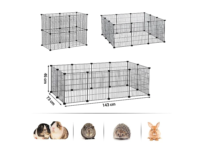 Składany kojec dla zwierząt Valora w kolorze czarnym – wybieg dla małych zwierząt