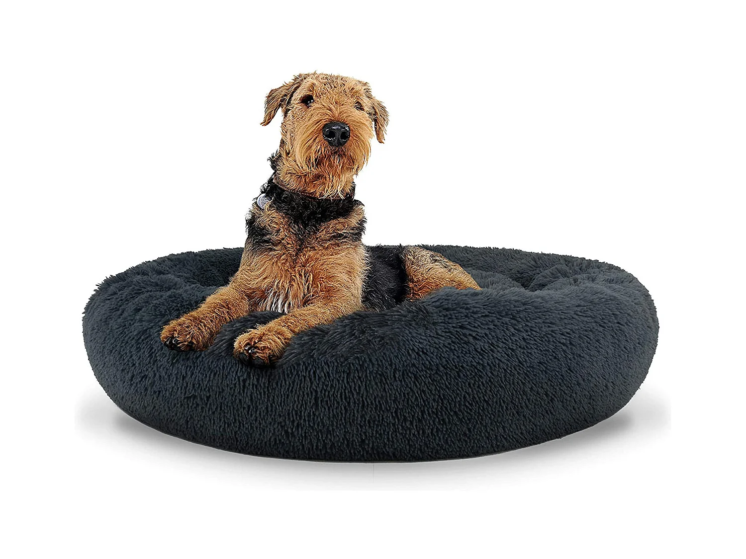 Valora Plush Pet Bed Gris foncé pour chiens et chats de grande taille jusqu'à 25 kg