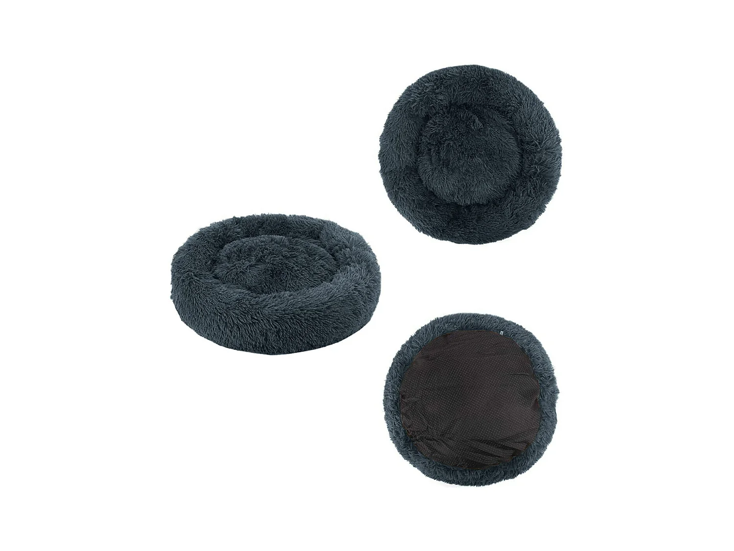 Valora Plush Pet Bed Gris foncé pour chiens et chats de grande taille jusqu'à 25 kg