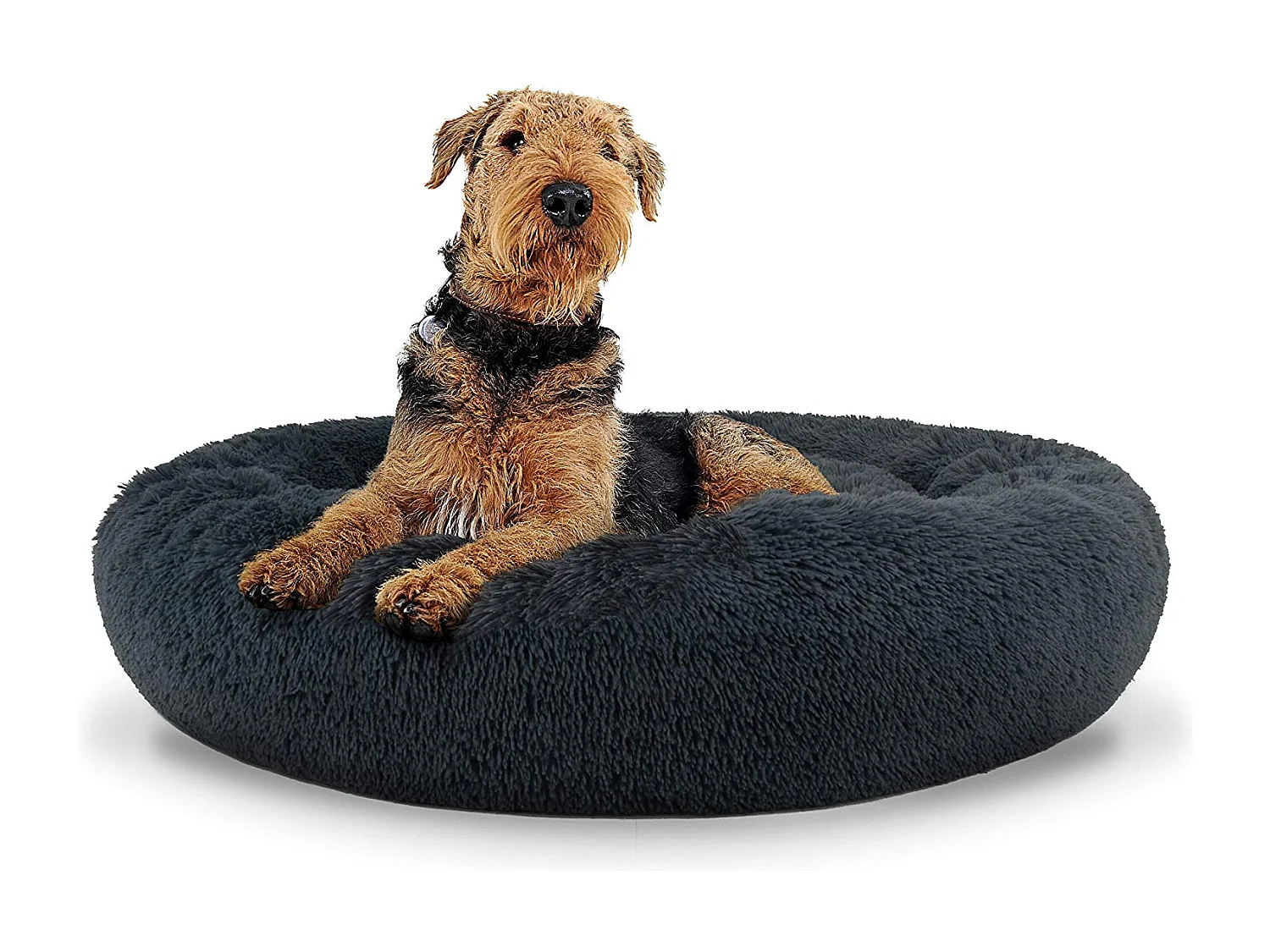 Valora Plush Pet Bed Gris foncé pour chiens et chats de grande taille jusqu'à 25 kg
